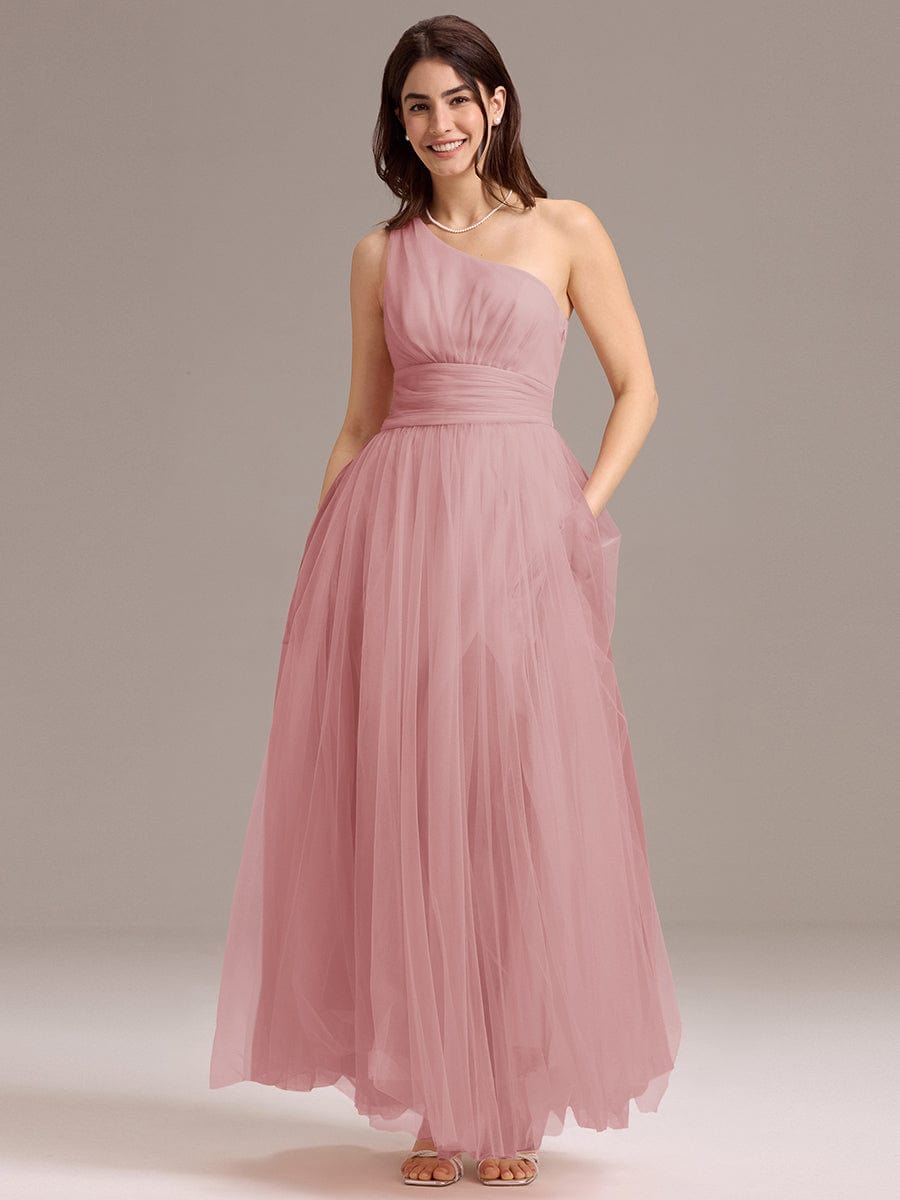 ever ARCADIA|Designer A-line One Shoulder Maxi Tulle Bridesmaid Dress