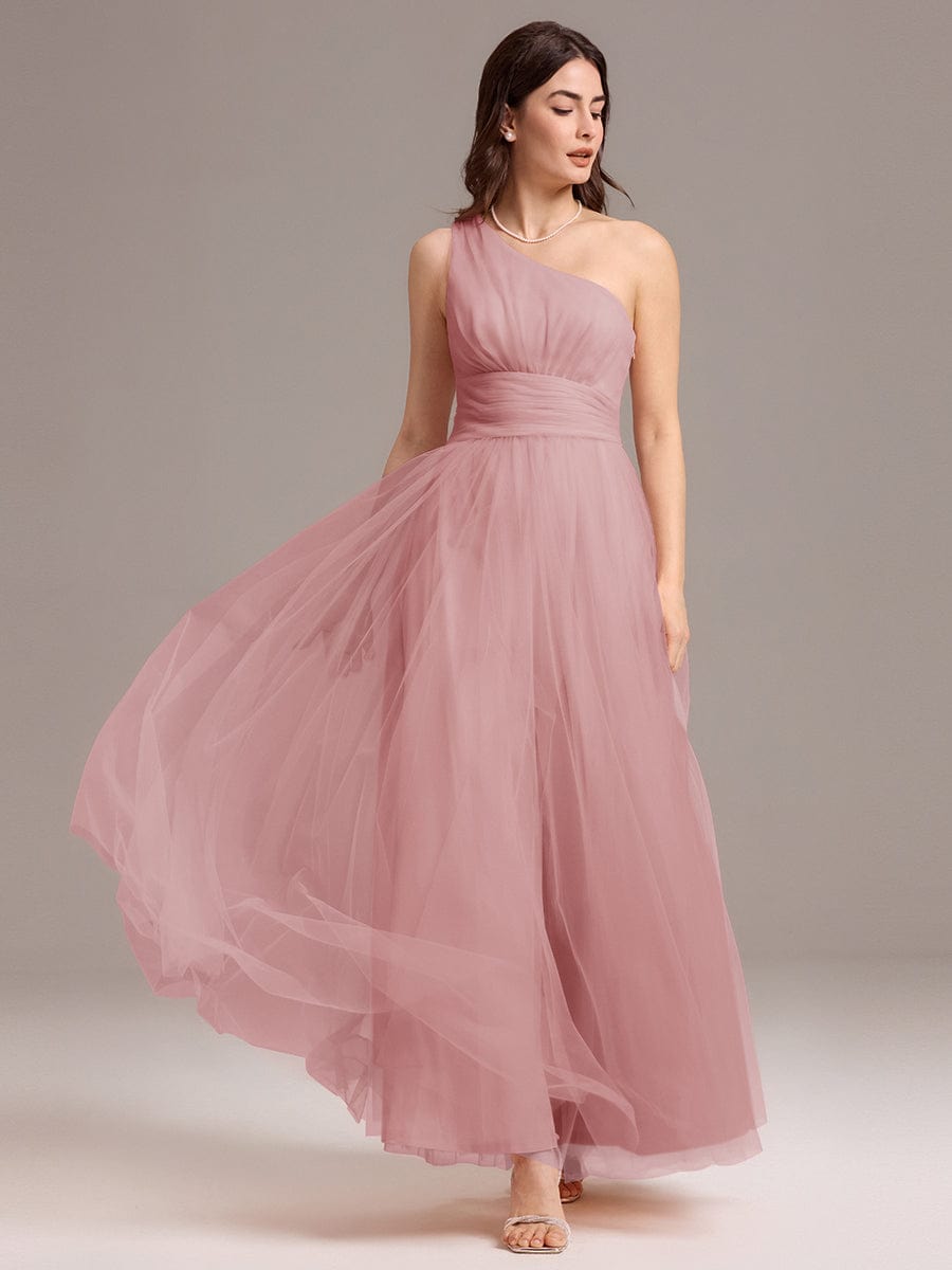 ever ARCADIA|Designer A-line One Shoulder Maxi Tulle Bridesmaid Dress