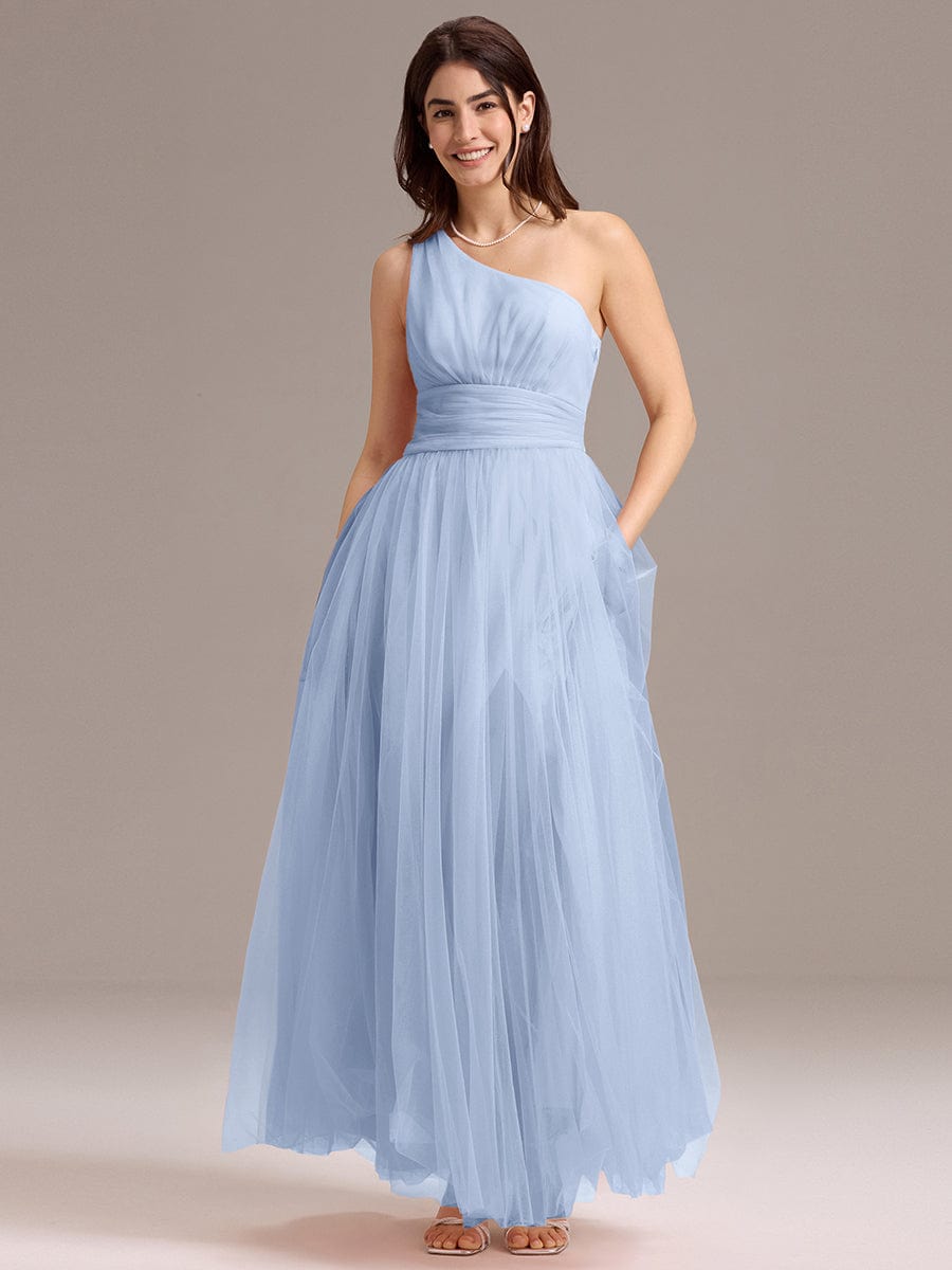 ever ARCADIA|Designer A-line One Shoulder Maxi Tulle Bridesmaid Dress