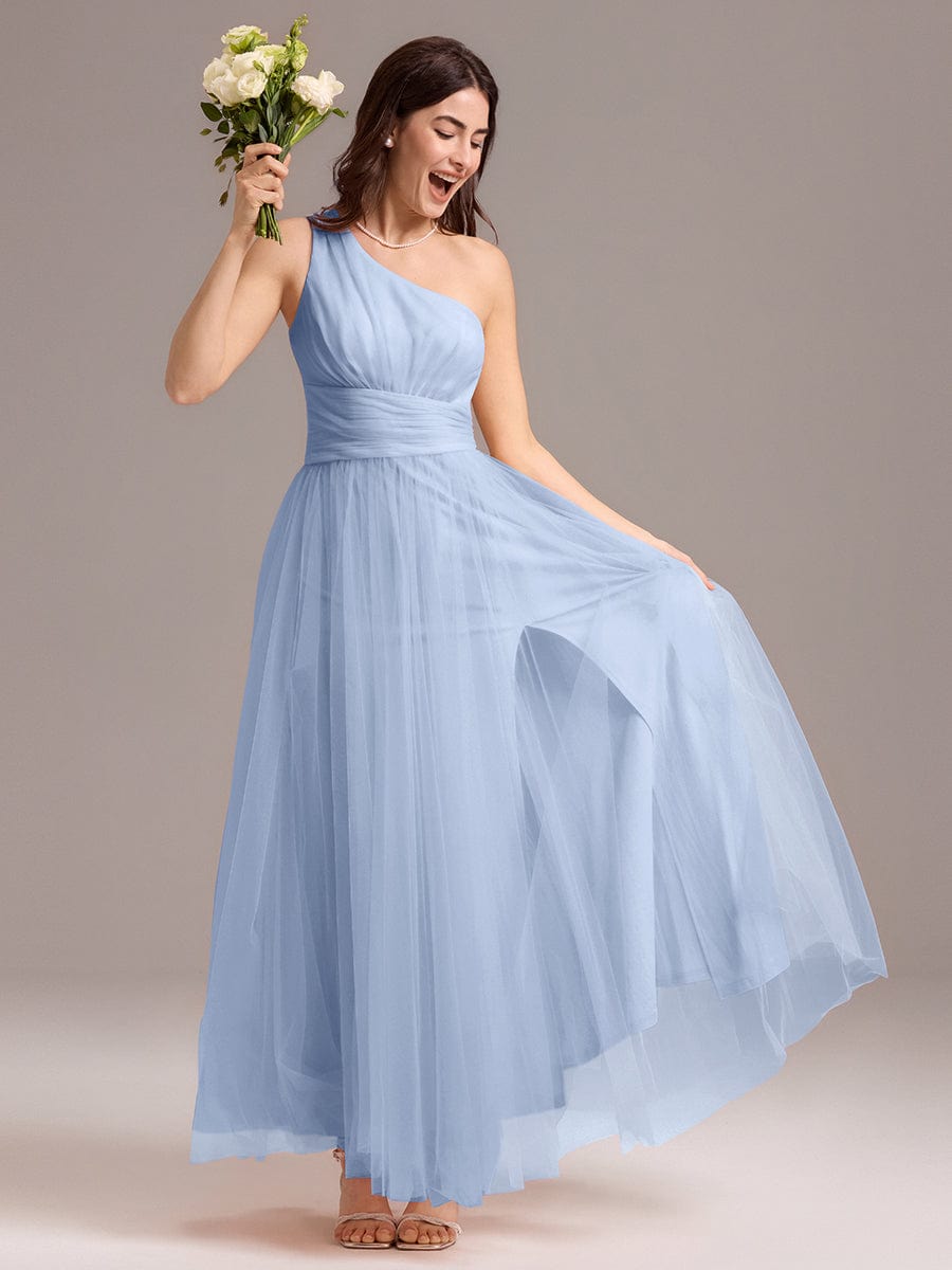 ever ARCADIA|Designer A-line One Shoulder Maxi Tulle Bridesmaid Dress