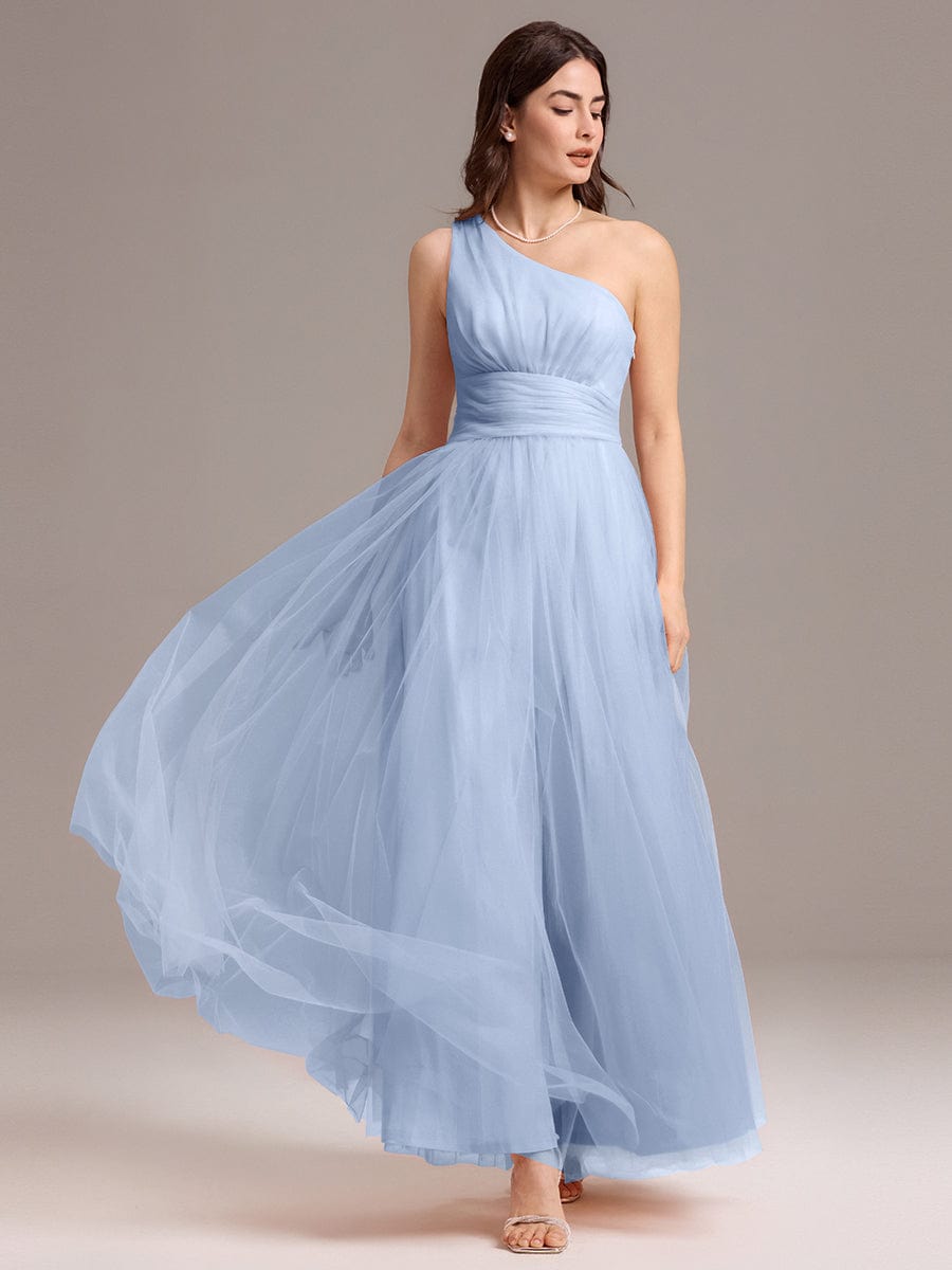 ever ARCADIA|Designer A-line One Shoulder Maxi Tulle Bridesmaid Dress