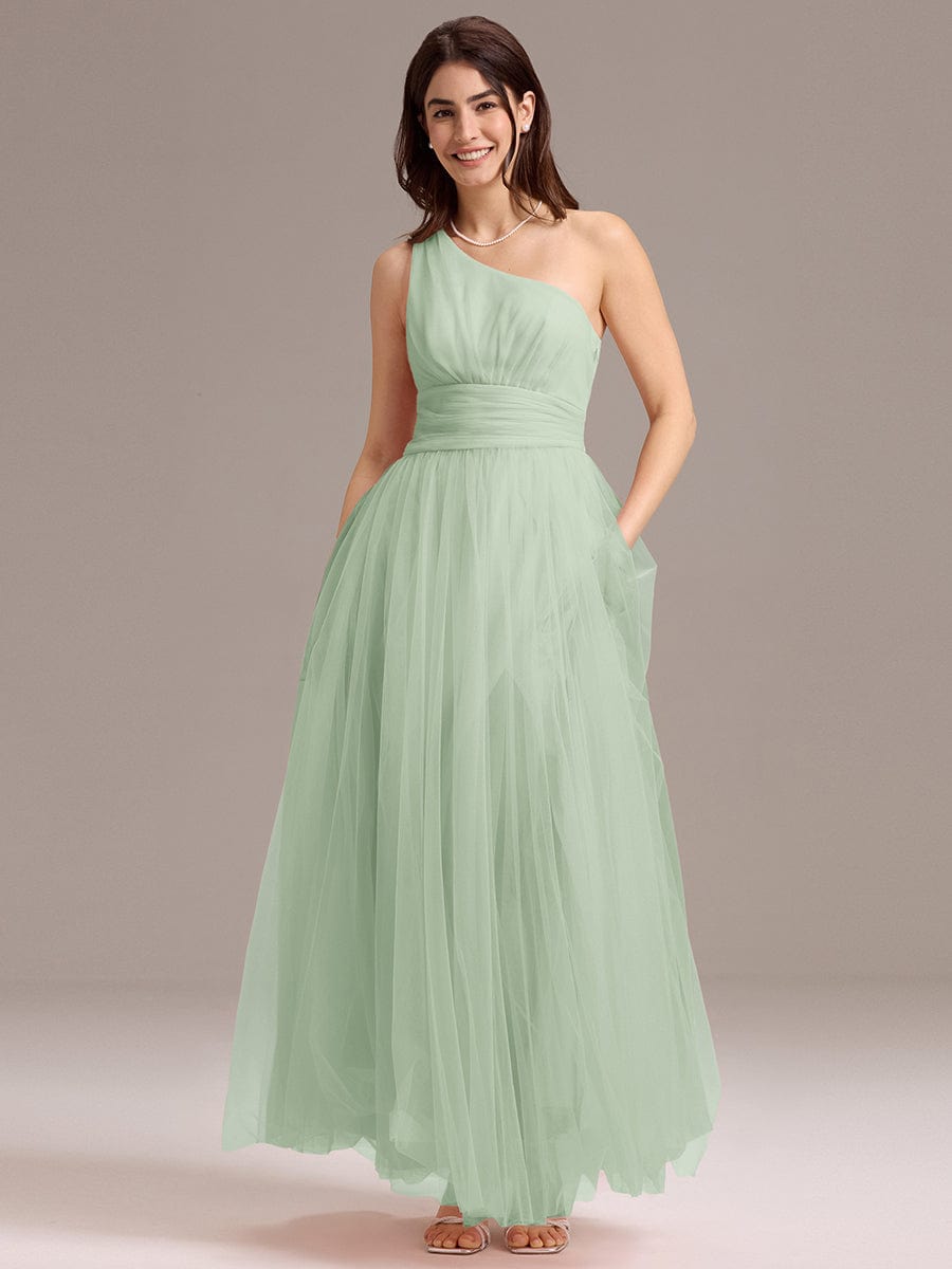 ever ARCADIA|Designer A-line One Shoulder Maxi Tulle Bridesmaid Dress