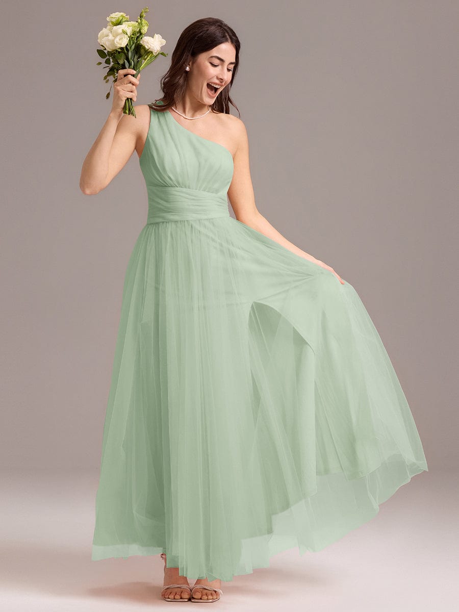 ever ARCADIA|Designer A-line One Shoulder Maxi Tulle Bridesmaid Dress