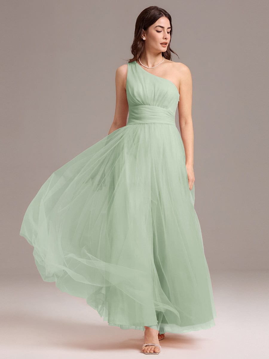 ever ARCADIA|Designer A-line One Shoulder Maxi Tulle Bridesmaid Dress