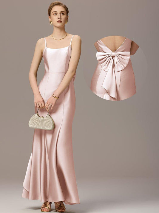 ever BELISSE|Designer Mermaid Bow Ruffled Satin Maxi Bridesmaid Dress