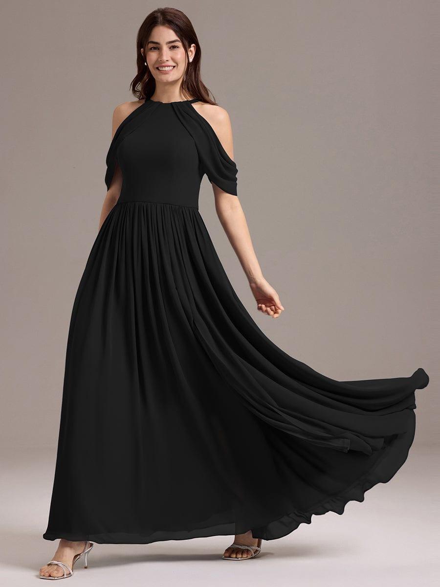 ever CERES|High Slit Cold Shoulder Halter Maxi Chiffon Bridesmaid Dress