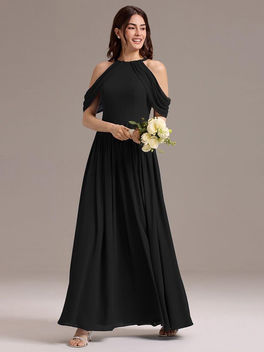 ever CERES|High Slit Cold Shoulder Halter Maxi Chiffon Bridesmaid Dress