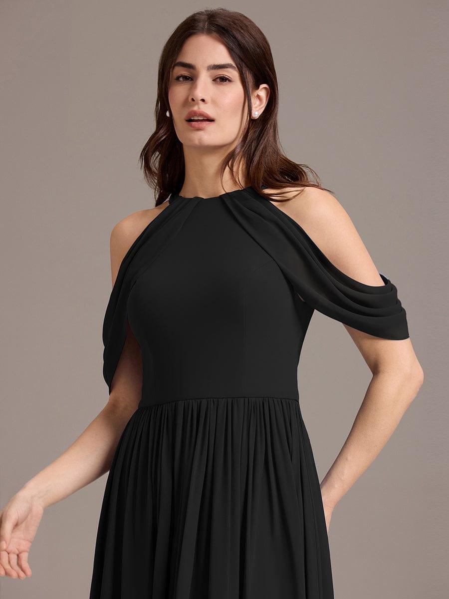 ever CERES|High Slit Cold Shoulder Halter Maxi Chiffon Bridesmaid Dress