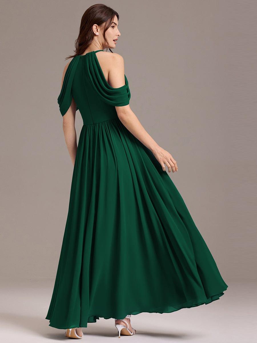 ever CERES|High Slit Cold Shoulder Halter Maxi Chiffon Bridesmaid Dress
