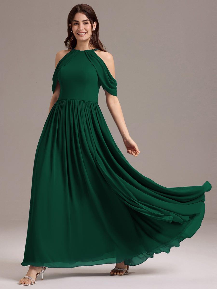 ever CERES|High Slit Cold Shoulder Halter Maxi Chiffon Bridesmaid Dress