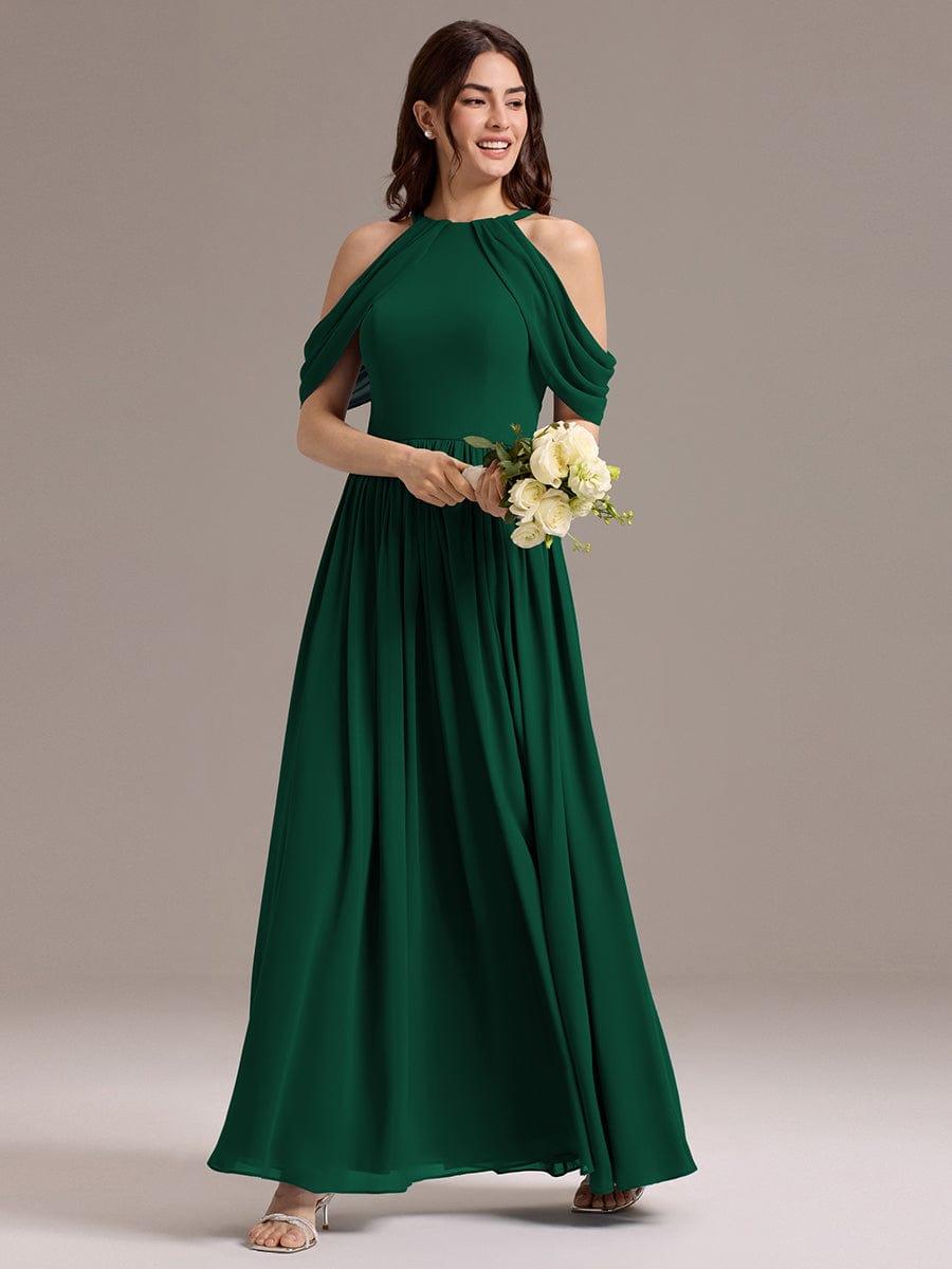 ever CERES|High Slit Cold Shoulder Halter Maxi Chiffon Bridesmaid Dress