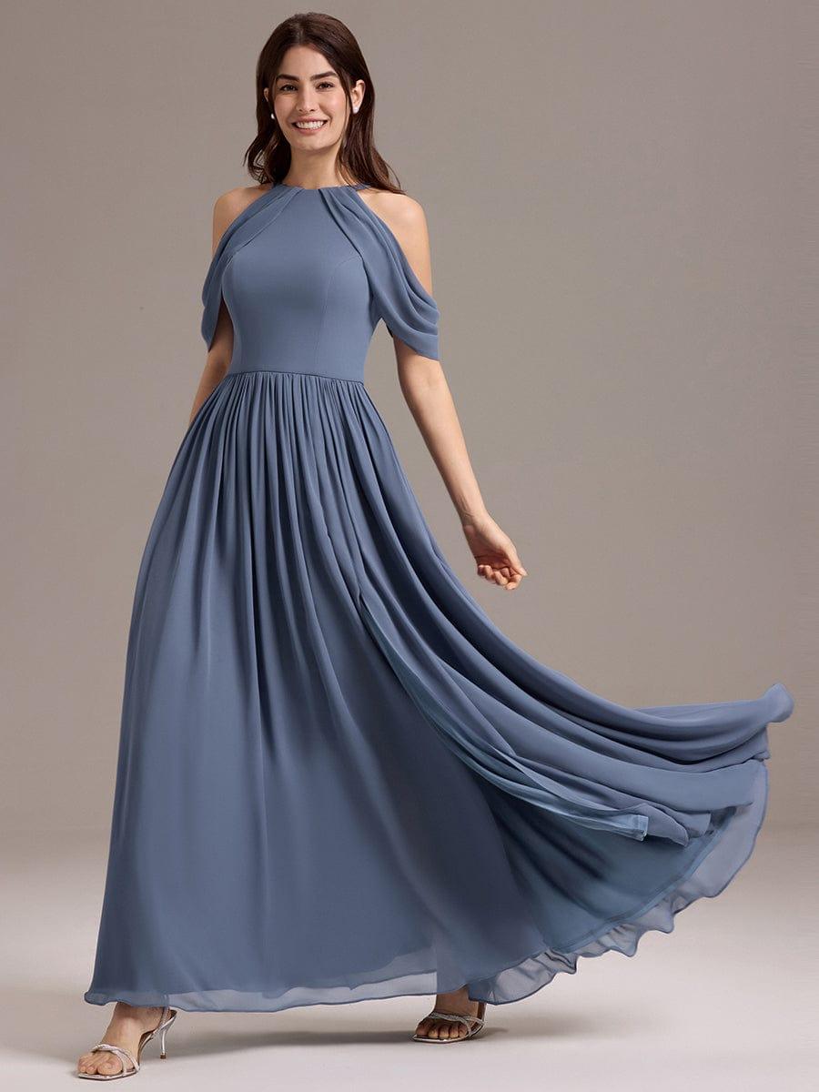 ever CERES|High Slit Cold Shoulder Halter Maxi Chiffon Bridesmaid Dress