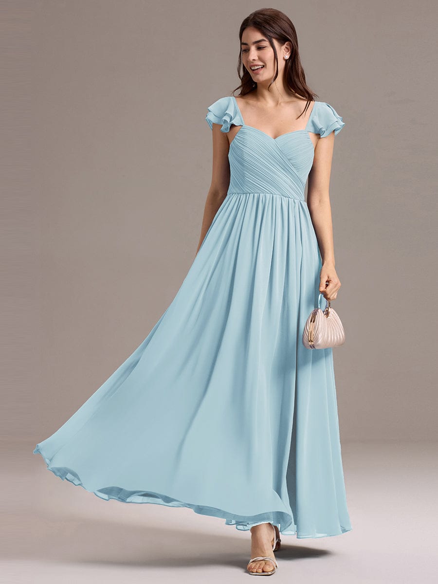 ever CLARKE|A-line Sweetheart Neck Chiffon Maxi Bridesmaid Dress With Ruffle