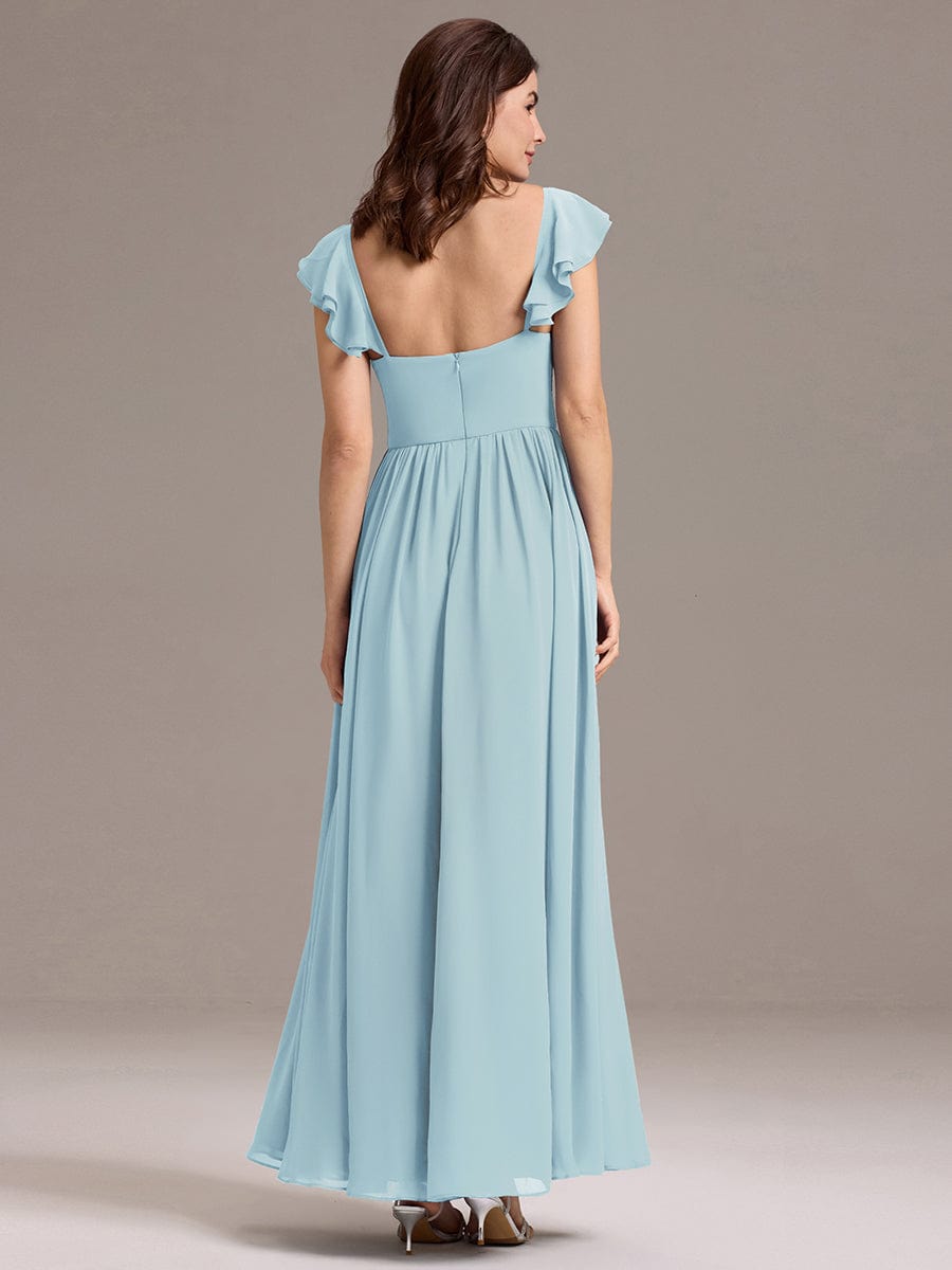 ever CLARKE|A-line Sweetheart Neck Chiffon Maxi Bridesmaid Dress With Ruffle