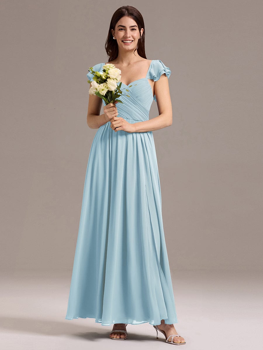ever CLARKE|A-line Sweetheart Neck Chiffon Maxi Bridesmaid Dress With Ruffle