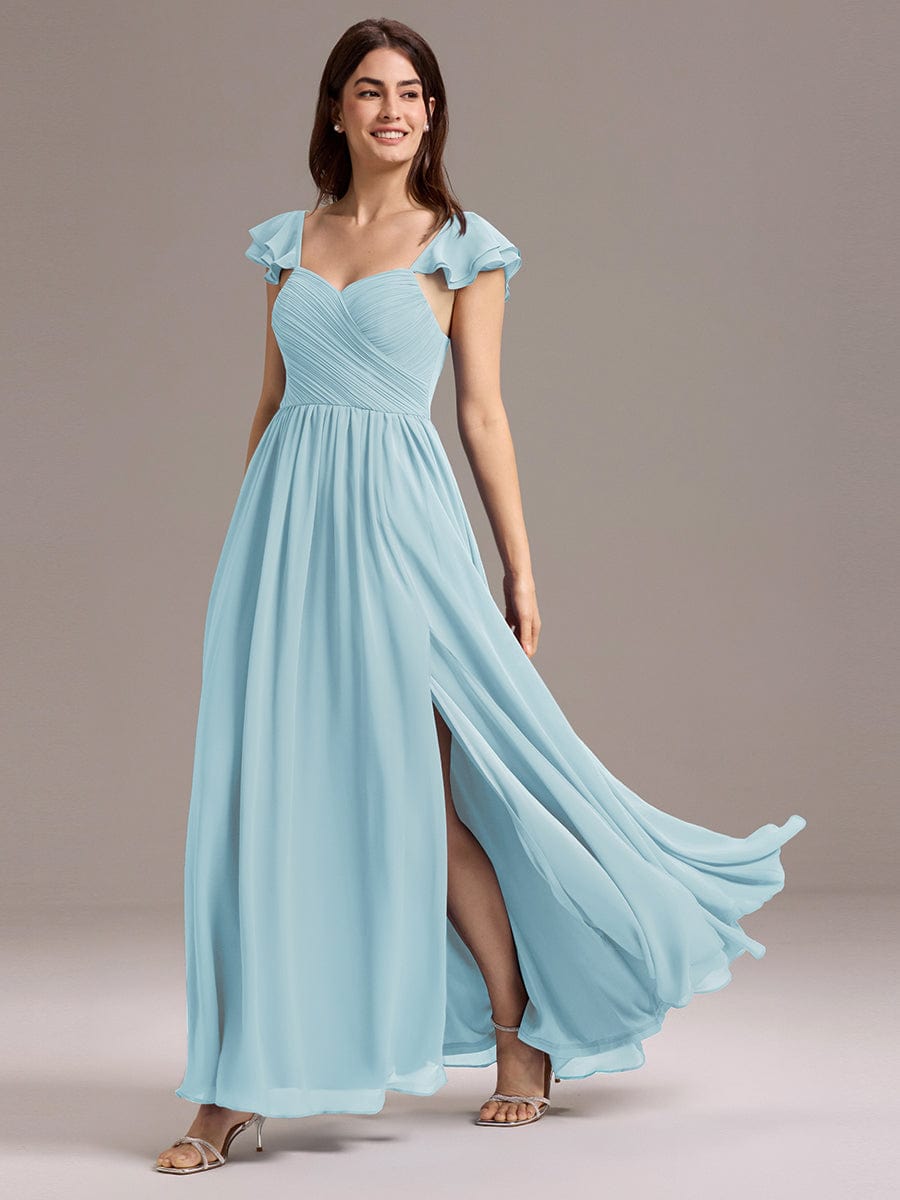 ever CLARKE|A-line Sweetheart Neck Chiffon Maxi Bridesmaid Dress With Ruffle