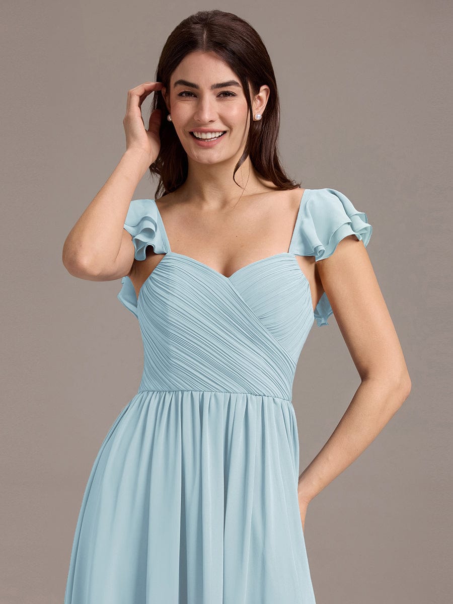 ever CLARKE|A-line Sweetheart Neck Chiffon Maxi Bridesmaid Dress With Ruffle