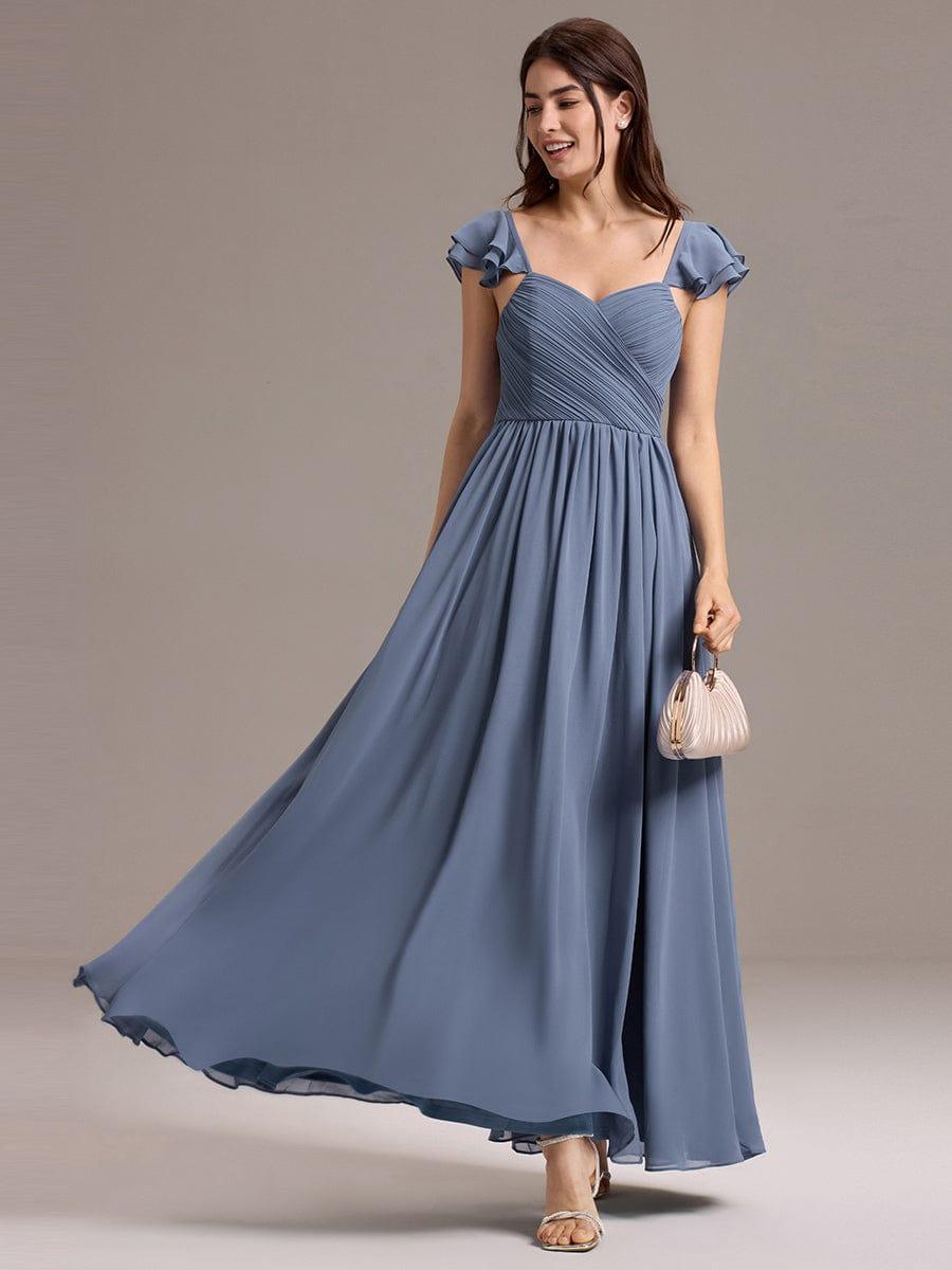 ever CLARKE|A-line Sweetheart Neck Chiffon Maxi Bridesmaid Dress With Ruffle