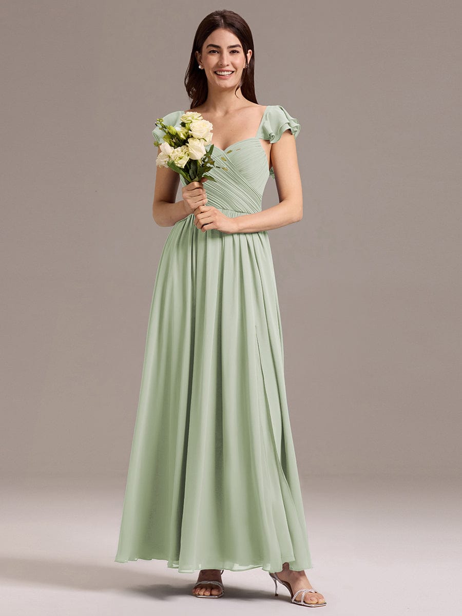 ever CLARKE|A-line Sweetheart Neck Chiffon Maxi Bridesmaid Dress With Ruffle
