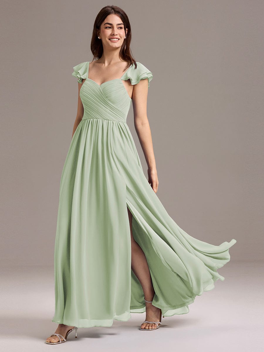 ever CLARKE|A-line Sweetheart Neck Chiffon Maxi Bridesmaid Dress With Ruffle