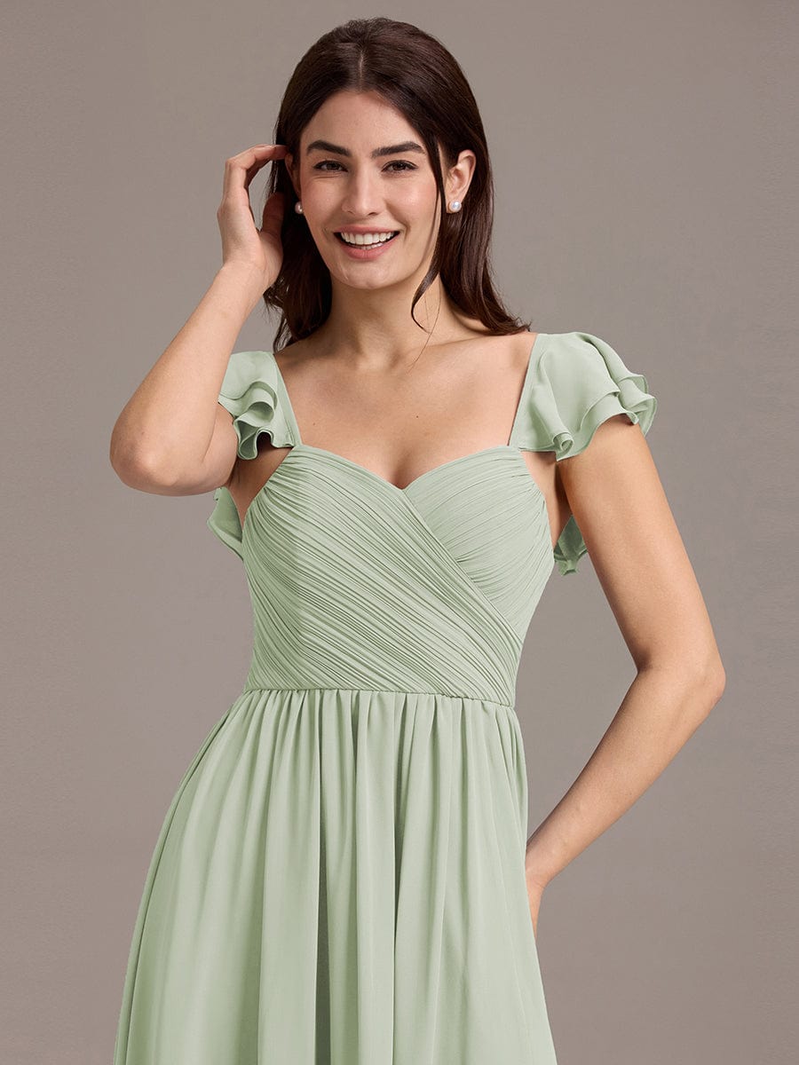 ever CLARKE|A-line Sweetheart Neck Chiffon Maxi Bridesmaid Dress With Ruffle