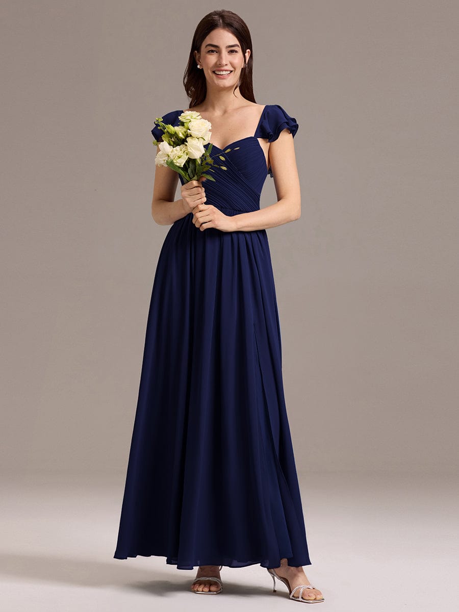 ever CLARKE|A-line Sweetheart Neck Chiffon Maxi Bridesmaid Dress With Ruffle