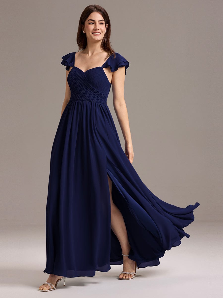 ever CLARKE|A-line Sweetheart Neck Chiffon Maxi Bridesmaid Dress With Ruffle