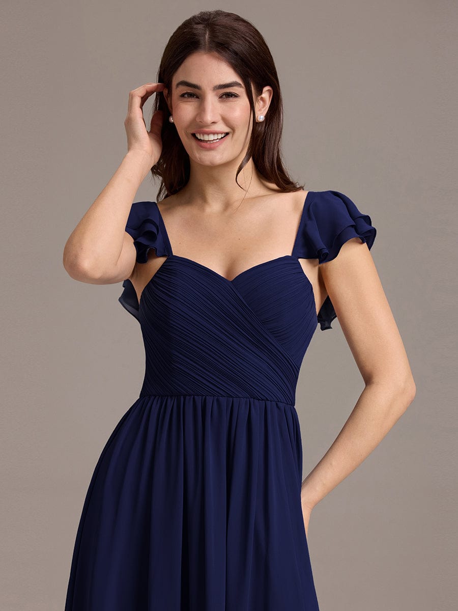 ever CLARKE|A-line Sweetheart Neck Chiffon Maxi Bridesmaid Dress With Ruffle