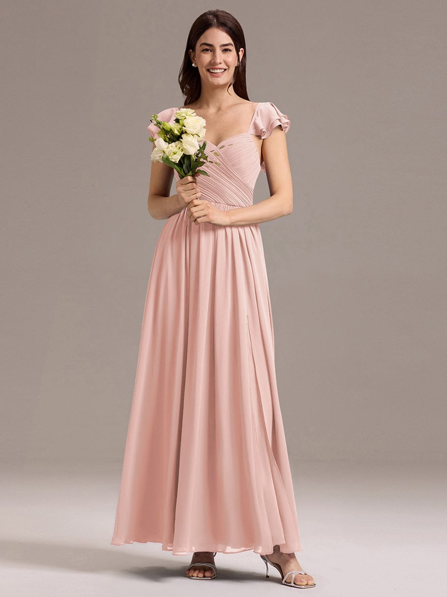 ever CLARKE|A-line Sweetheart Neck Chiffon Maxi Bridesmaid Dress With Ruffle