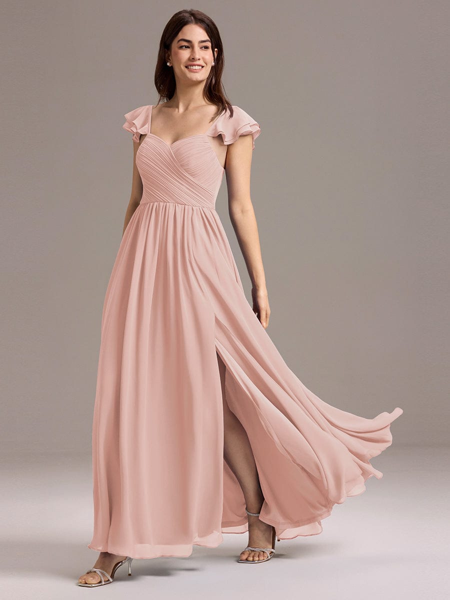 ever CLARKE|A-line Sweetheart Neck Chiffon Maxi Bridesmaid Dress With Ruffle