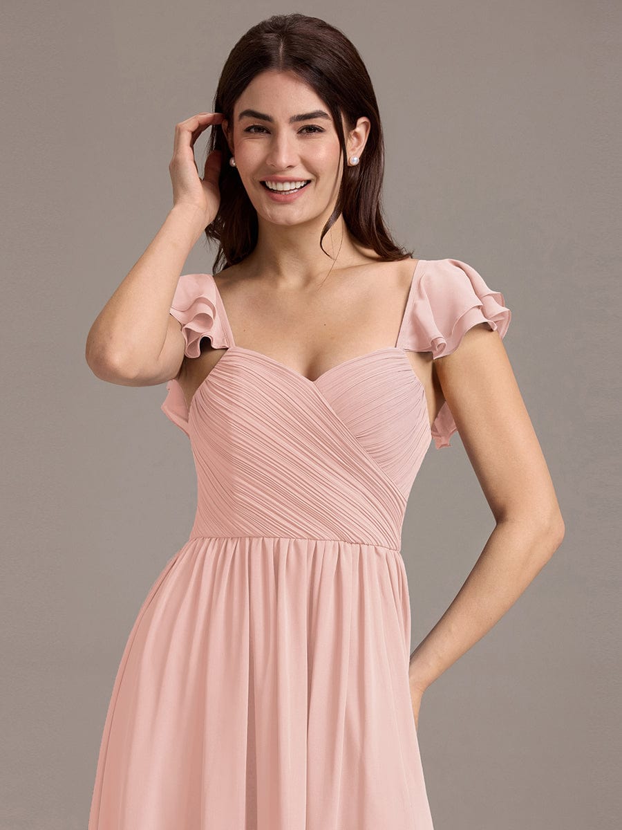 ever CLARKE|A-line Sweetheart Neck Chiffon Maxi Bridesmaid Dress With Ruffle