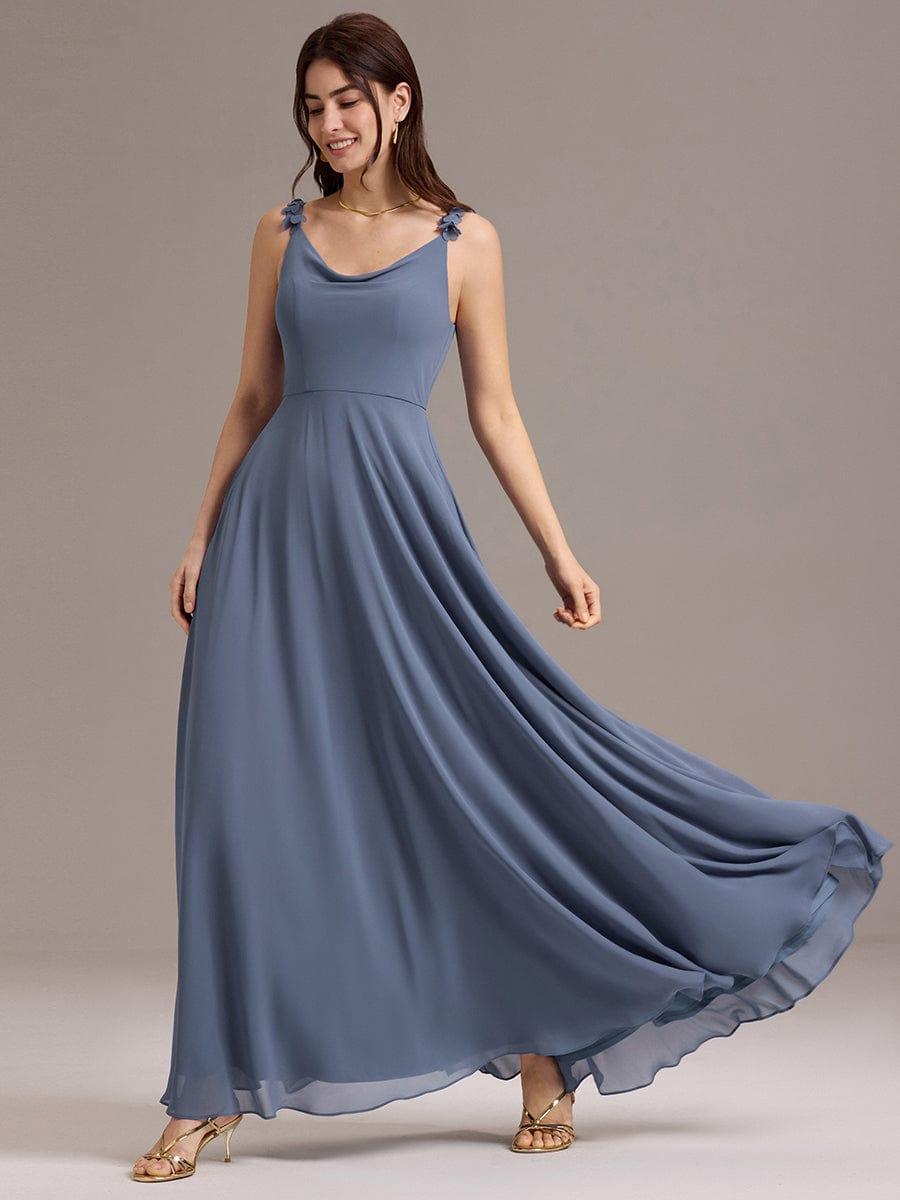 ever ZINNELLE|A-Line Cowl Flower Spaghetti Straps Maxi Bridesmaid Dress with Pockets