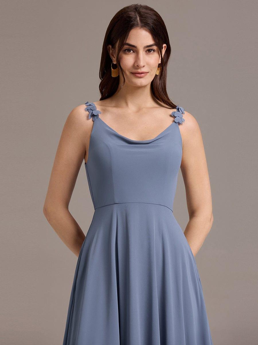 ever ZINNELLE|A-Line Cowl Flower Spaghetti Straps Maxi Bridesmaid Dress with Pockets