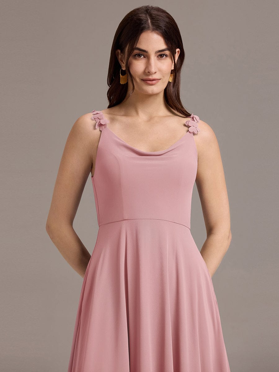 ever ZINNELLE|A-Line Cowl Flower Spaghetti Straps Maxi Bridesmaid Dress with Pockets