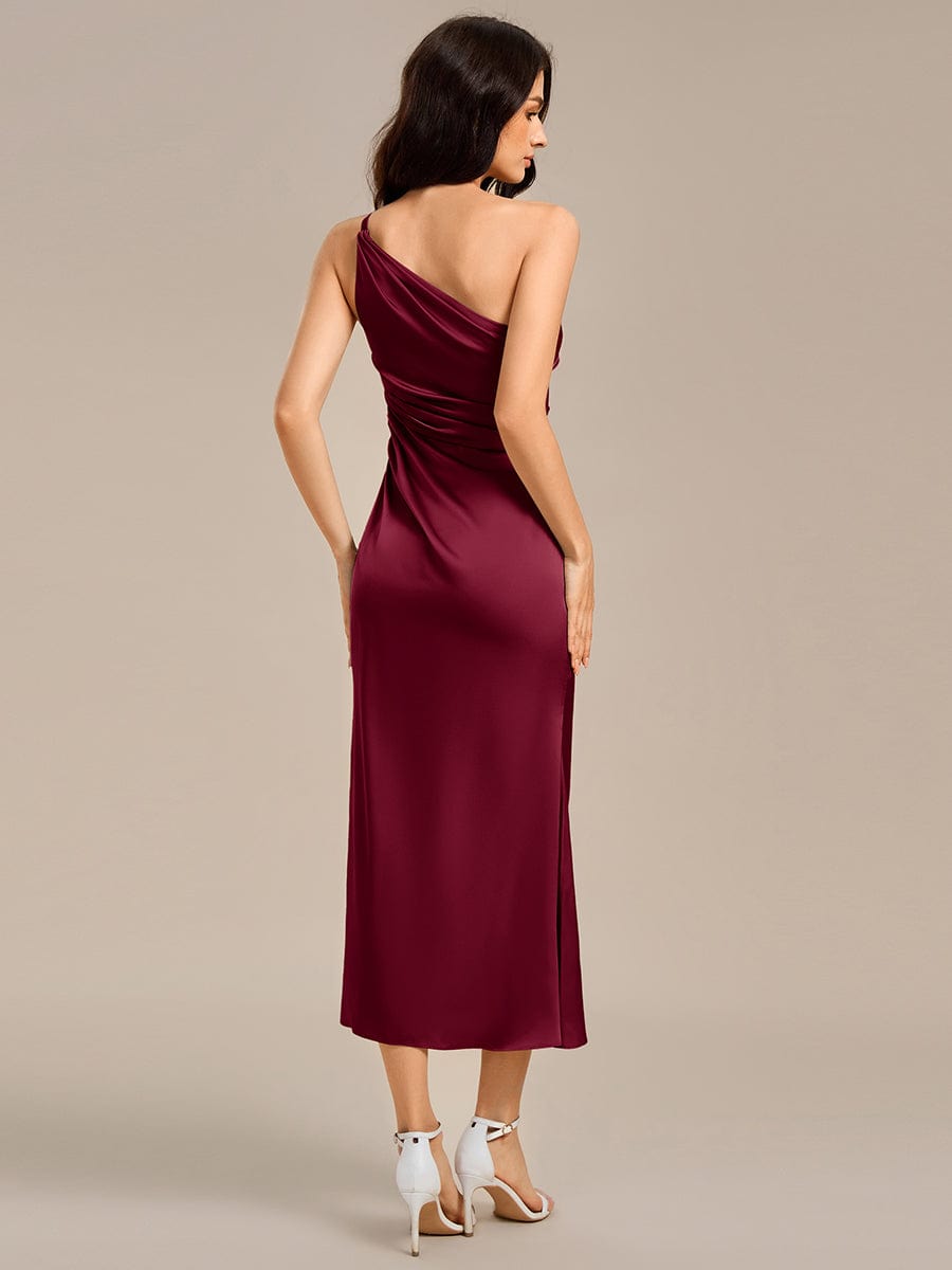 ever REIKO|High Slit One Shoulder Mermaid Satin Bridesmaid Dress