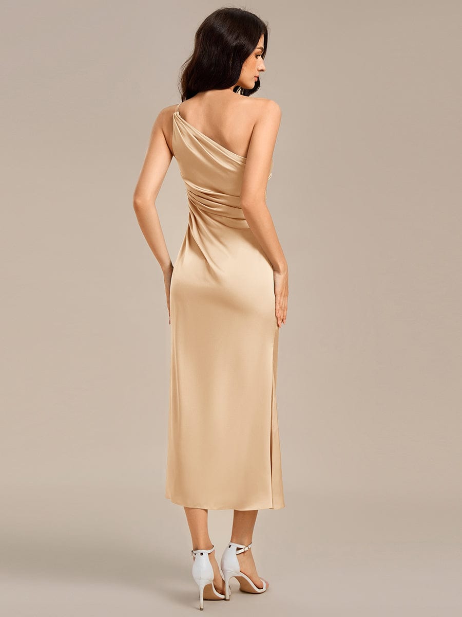 ever REIKO|High Slit One Shoulder Mermaid Satin Bridesmaid Dress