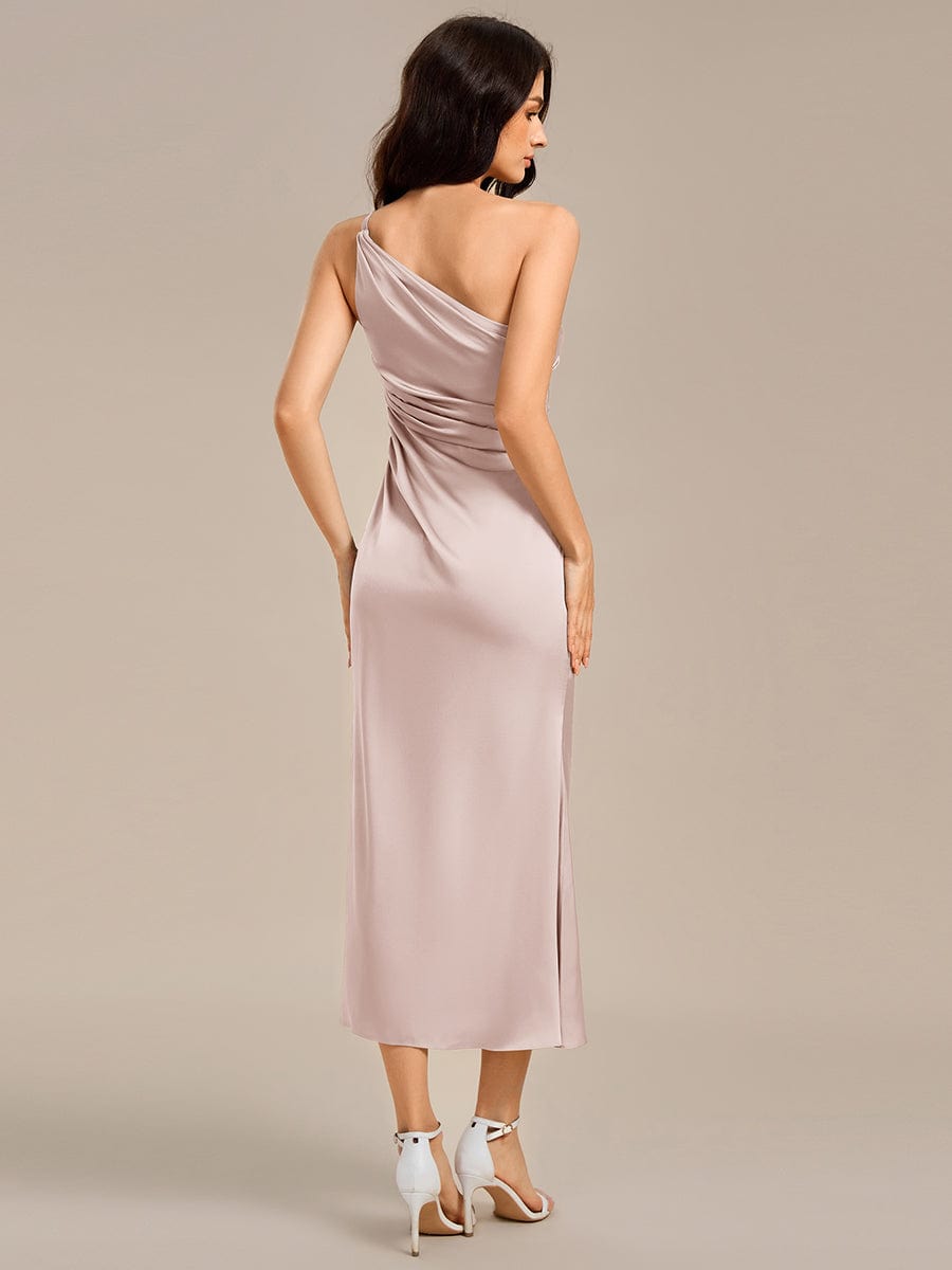 ever REIKO|High Slit One Shoulder Mermaid Satin Bridesmaid Dress