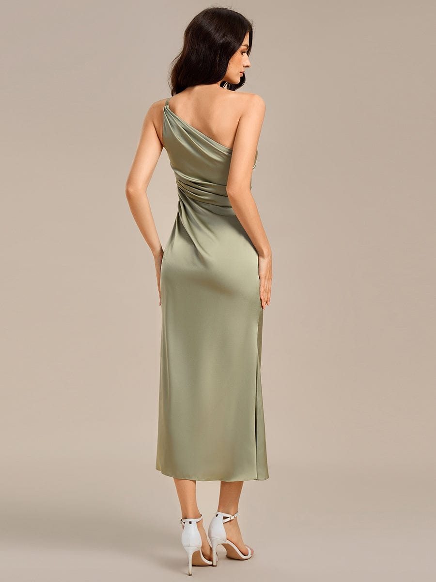 ever REIKO|High Slit One Shoulder Mermaid Satin Bridesmaid Dress