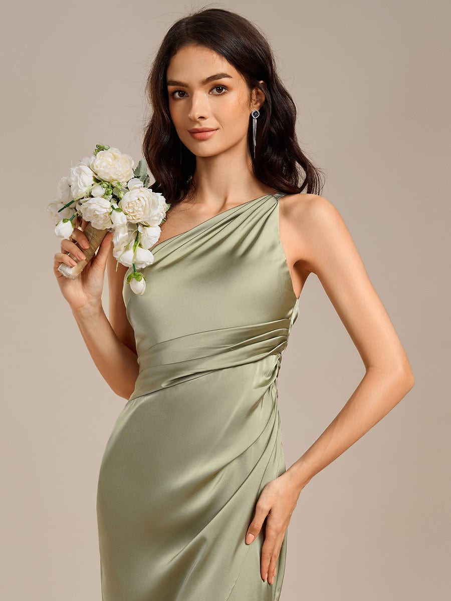 ever REIKO|High Slit One Shoulder Mermaid Satin Bridesmaid Dress