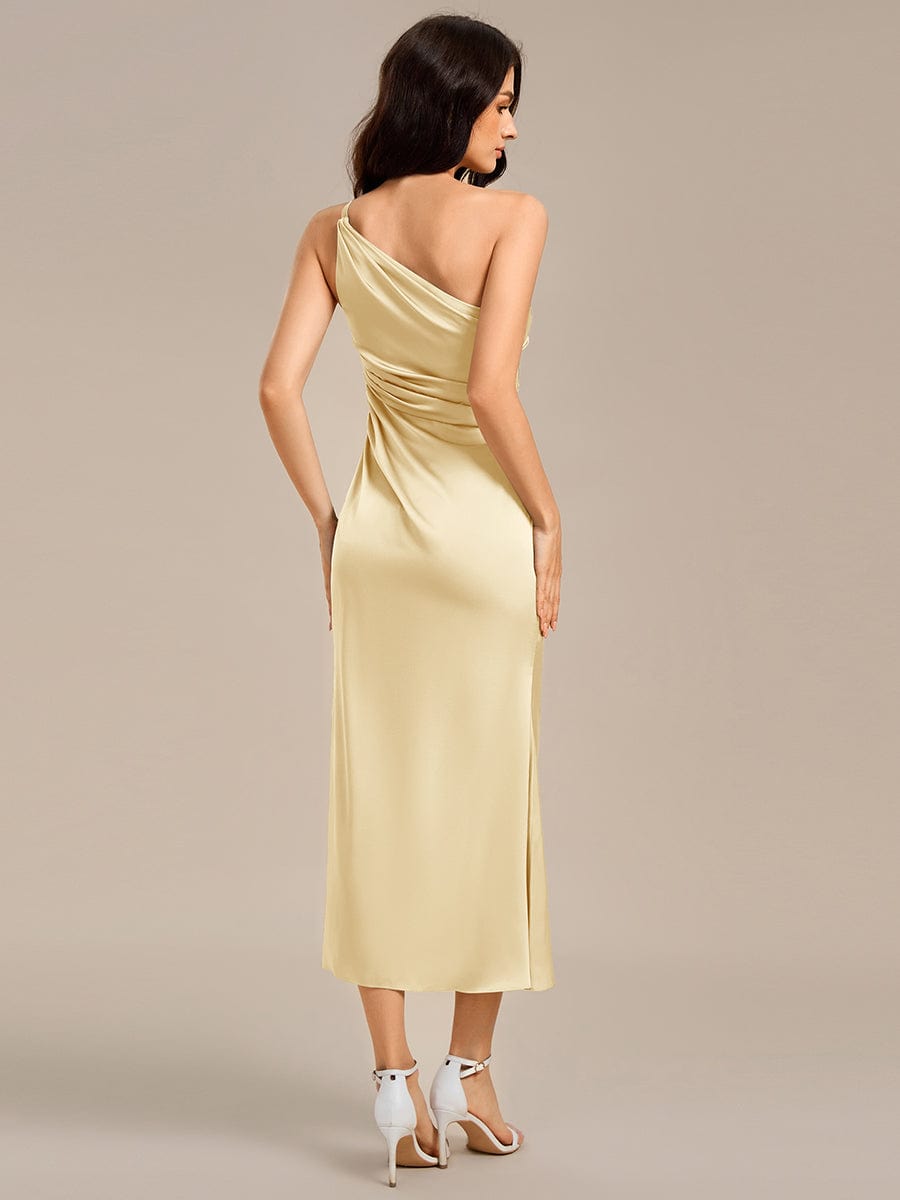 ever REIKO|High Slit One Shoulder Mermaid Satin Bridesmaid Dress
