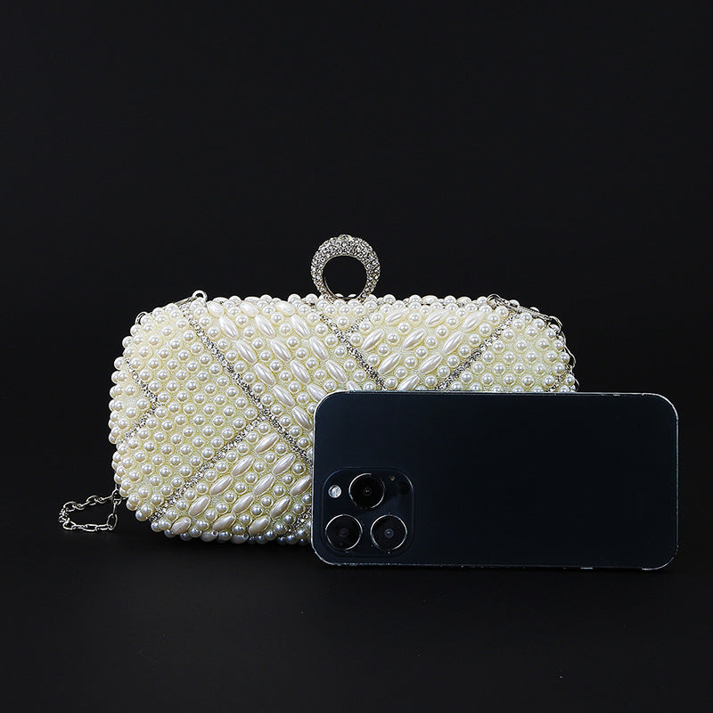Geometric Rhinestone Stringed Pearls Chain Wedding Evening Bags