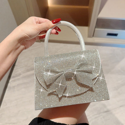 Shiny Dinner Rhinestone Bow Box Hand Bags