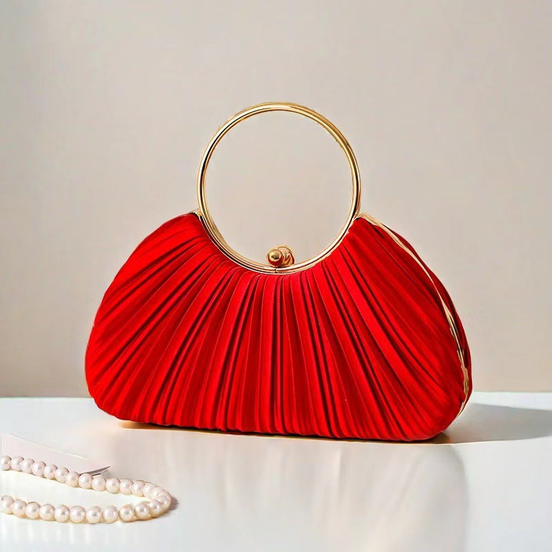 Women's Pleated Dinner Temperament Banquet Clutch Dress Evening Bags