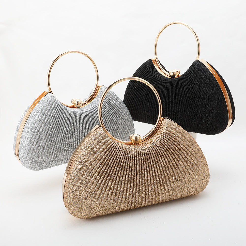Women's Metal Portable Dinner Pleated Sier Banquet Dress Evening Bags