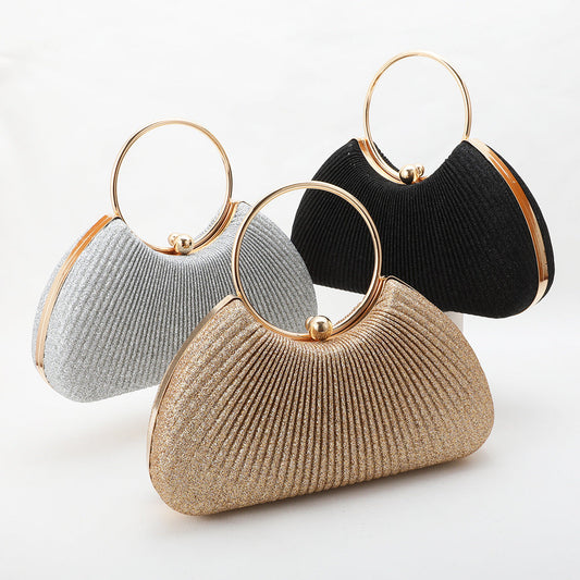 Women's Metal Portable Dinner Pleated Sier Banquet Dress Evening Bags