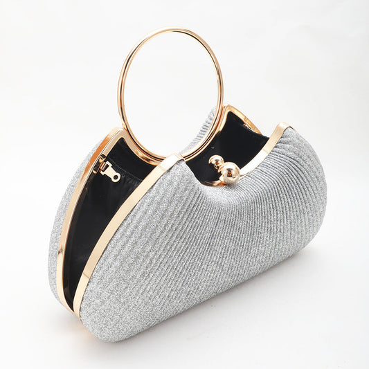 Women's Metal Portable Dinner Pleated Sier Banquet Dress Evening Bags