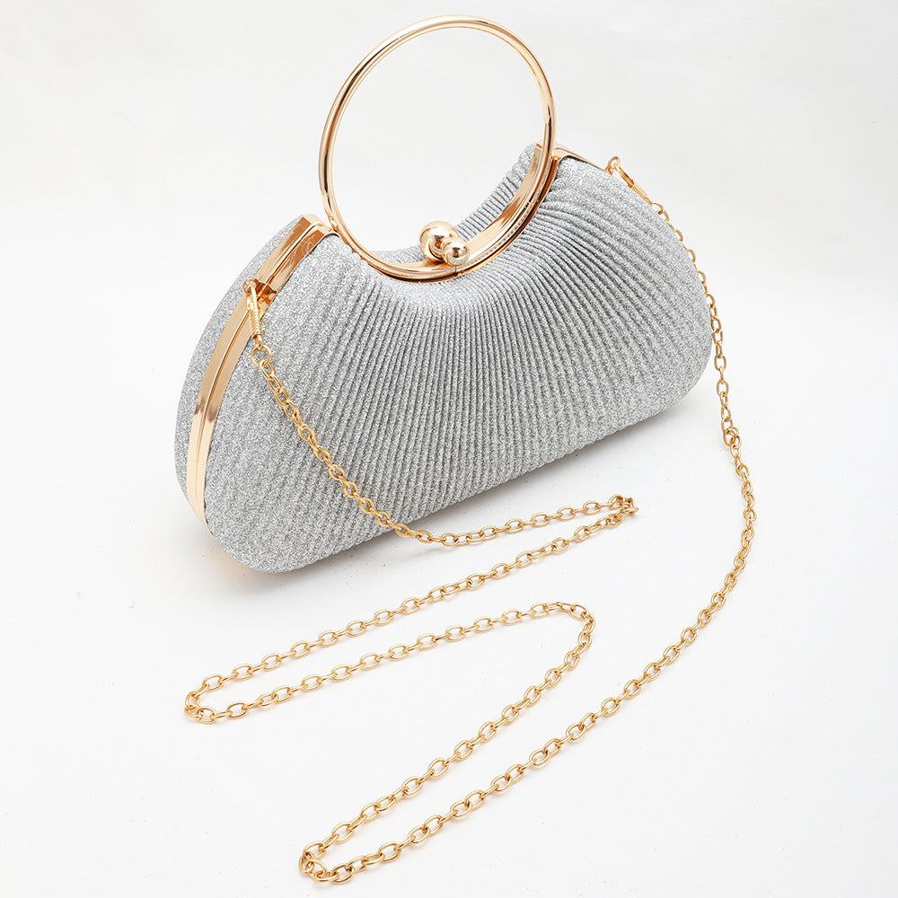 Women's Metal Portable Dinner Pleated Sier Banquet Dress Evening Bags
