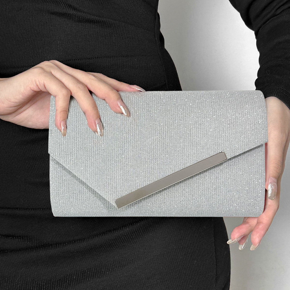 Simple Metal Edge Strip Shiny Color Changing Evening Bags