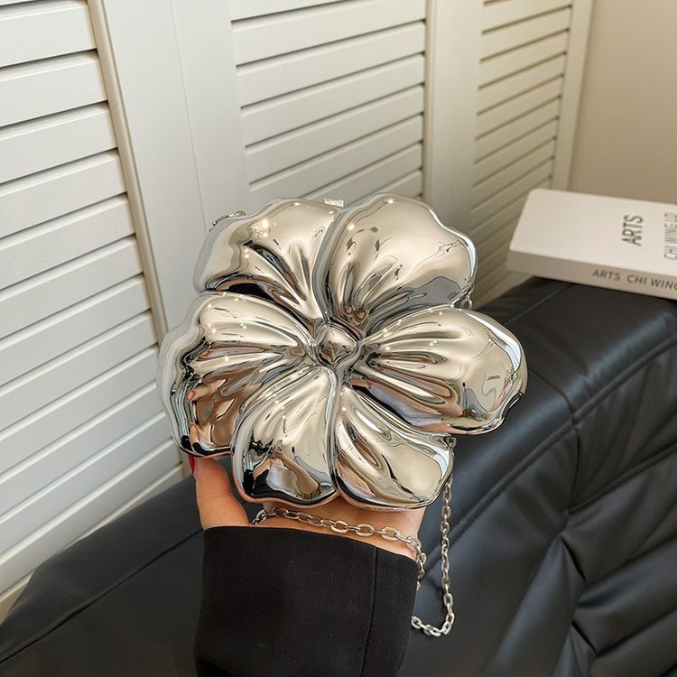 Women's Flower Mirror Plating Fresh Beautiful Disco Evening Bags