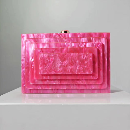 Women's Summer Dinner Retro Splicing Trendy Acrylic Evening Bags